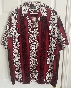 Royal Creations Hawaiian Shirt Men's XL Red White Floral Cotton USA EUC - Picture 1 of 5