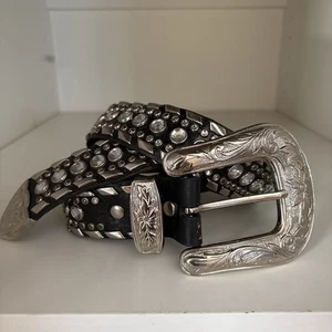 Western Strass Nieten Gürtel Punk Kristall Cowgirl Cowboy Gürtel für Damen 39 Zoll - Bild 1 von 4