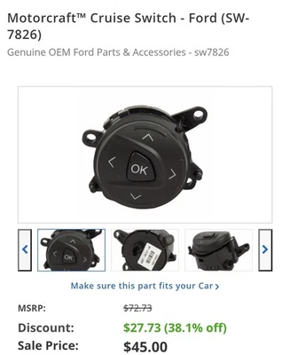 Genuine Motorcraft Cruise Control Switch  SW-7826 - Image 1 of 4