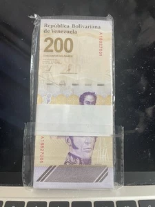 100 PCS UNC Bundle 2023 Venezuela 200 DIGITAL BOLIVAR SOBERANO prefix A - Picture 1 of 3