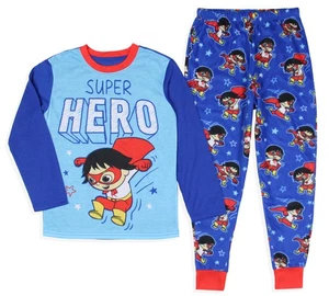 Ryan's World Boys' Super Hero Long Sleeve Shirt Plush Pants Pajama Set - Picture 1 of 7