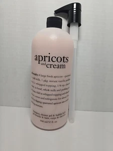 Philosophy Apricots and Cream 3 in 1 Shower Gel 32 oz Brand New Sealed WITH PUMP - Picture 1 of 5