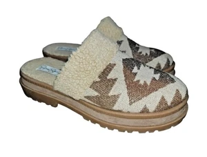 Jessica Simpson Ebriya Aztec Platform Slip on Mule Brown Beige Women's US 9 M - Picture 1 of 11