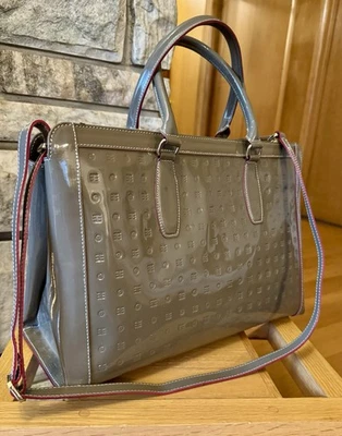 Arcadia Tote Italian Patent Leather Crossbody Bag Large Handbag Top Handle Logo - Image 1 of 4