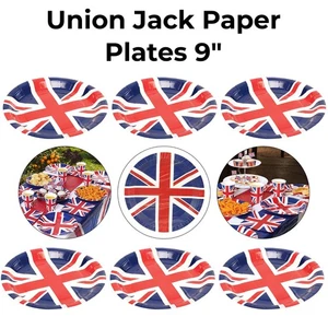 Union Jack Paper Plates Royal Disposable Great Britain Street Party Tableware - Picture 1 of 12