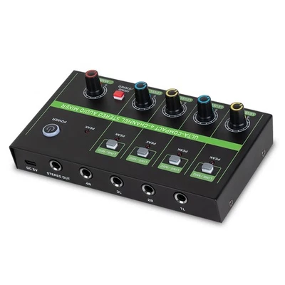 4 Kanal Audio Mixer Mikrofon Rauscharm Mono Stereo Line Mixer LINE/MIC CDXR - Bild 1 von 4