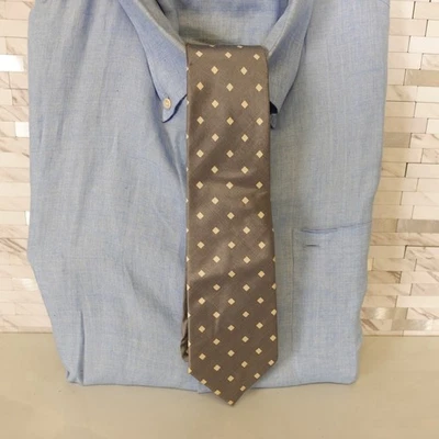 De colección JIM THOMPSON Corbata Cuello Hombres Gris Foulard Tejido Seda Tailandesa Vestido Traje Estrecho Foto 1 de 4