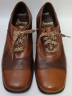 Rare Vintage Jarman Men's Shoes Platform Block Heel Two Tone Brown Oxford Hippie - Image 1 of 4