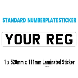520 mm x 111 mm weiß Standard Nummernschild Show Car Aufkleber - Bild 1 von 1