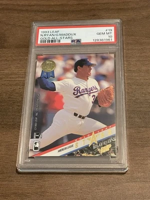 1993 Leaf Gold All-Stars #19 Nolan Ryan / Greg Maddux PSA 10 FRESH GRADE Pop 35! - Image 1 of 2