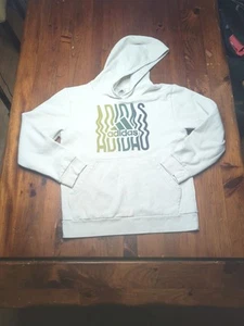 Adidas Sweater Youth Extra Large Gray Green Hoodie Spellout Logo Sweatshirt Boys - Picture 1 of 9