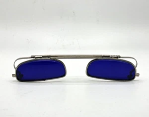 ANTIQUE COBALT BLUE WELDING CLIP ON SUNGLASSES FLIP UP LENSES STEAMPUNK EYEGLASS - Picture 1 of 17