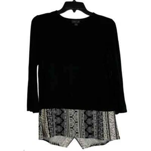 Camicetta donna J. Jill taglia XS nera con fondo floreale bianco X-Small top shirt - Foto 1 di 4
