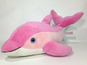 Aurora Pink Dolphin Plush Marine Suffed Animal Bottlenose Ocean Blue Eyes 17" - Picture 1 of 10
