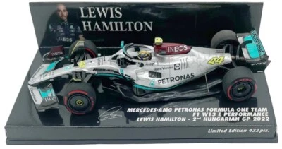 Minichamps Mercedes-AMG W13 2nd Hungarian GP 2022 - Lewis Hamilton 1/43 Scale - Image 1 of 2