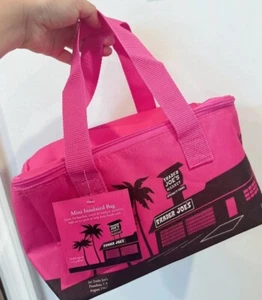 Trader Joe's Insulated Mini Tote Bag Pink Viral Summer Beach Lunch Ski NEW - Picture 1 of 7