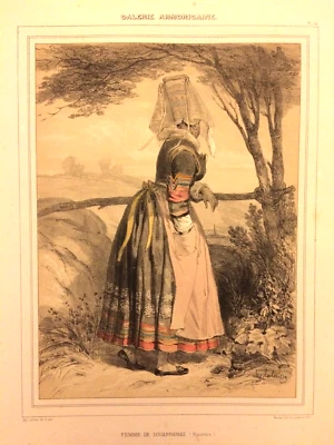 Femme de Douarnenez, Finistère, lithographie Lalaisse, Galerie Armoricaine 2 - Photo 1/2