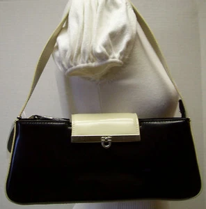 Elegant Two-Tone Beige Black Handbag Shoulder Bag Purse - Picture 1 of 10