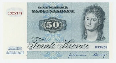 Denmark 50 Kroner 1972 (1996) Pick 50.m aUNC Uncirculated Banknote Sign 2 - Image 1 of 2
