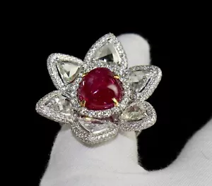 Certified Natural Burma Ruby Diamond 18k Gold Gemstone Important Cocktail Ring - Picture 1 of 12