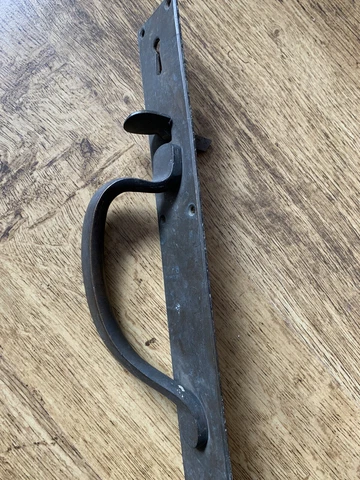 Antique Brass Door Pull Handle Thumb Latch & Key Hole Pub Shop salvage Norfolk D Cover