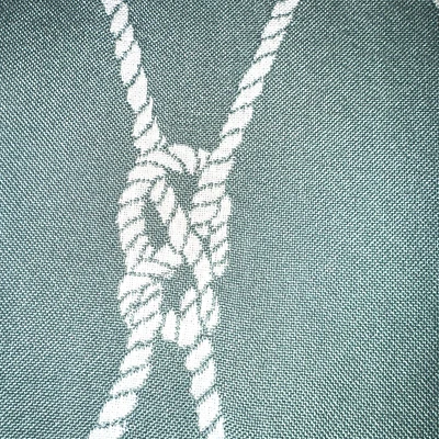 Blue White Rope Knot Nautical Design Reversible Upholstery Fabric Remnant #5 - Image 1 of 4