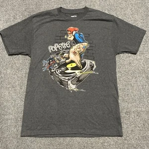 Authentic Popeye DJ Mens Size Medium Gray Tattoo T-shirt Short Sleeve Pullover - Picture 1 of 15