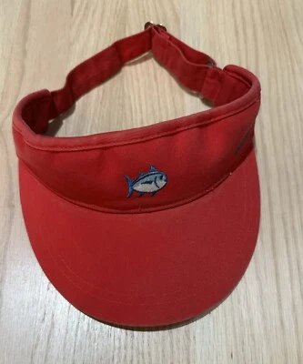 Chapéu viseira Southern Tide Skipjack vermelho masculino golfe pesca atum logotipo  - Imagem 1 de 3