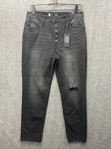Kut from the Kloth Rachael Fab Ab Mom Jeans Women's 10 Black Stretch Denim NEW - Imagen 1 de 11