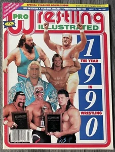 March 1991 PRO WRESTLING ILLUSTRATED pwi ~ 1990 Year in Wrestling; color pinups - Picture 1 of 11