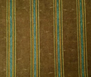 de Paris BTY Kathleen Francour SPX Fabrics Teal Tan Stripe Tonal Brown - Picture 1 of 2