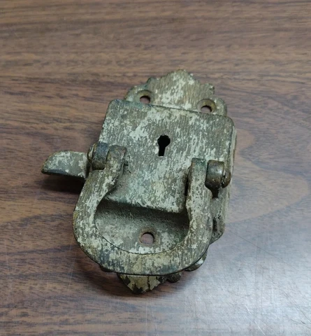Antique Vintage Cast Brass Ice Box Cabinet Latch Lock Dated 1887 Cover