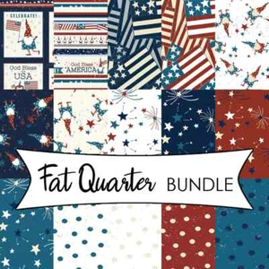 Gnome Parade Dan DiPaolo Panel with 14 FAT QUARTERS Patriotic FQ bundle  - Picture 1 of 4