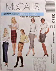 Gonne Misses a matita o linea A in 5 lunghezze modello McCall's 3830 taglia 12-18 nuove - Foto 1 di 2
