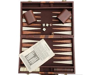 Vintage Cardinal Backgammon Set Faux Leather Case Complete