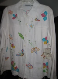 Breckeknridge 2X White Denim Butterflies Are Free Jacket - Picture 1 of 5