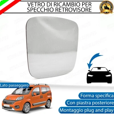 SPECCHIETTO FIAT QUBO VETRO SPECCHIO RETROVISORE DESTRO LATO PASSEGGERO - Immagine 1 di 4