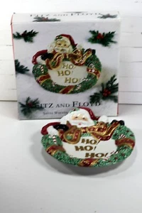 FITZ AND FLOYD SANTA WITH WREATH CANAPE PLATE NEW IN BOX - Picture 1 of 4