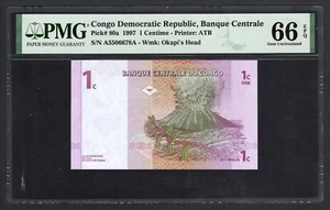 Congo Democratic One Centime 1997 P80a Uncirculated Graded 66 - Picture 1 of 2