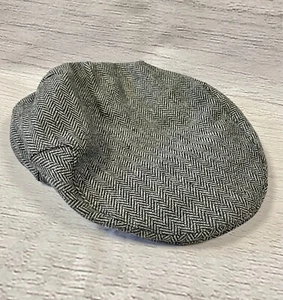 Vintage Flat Cap | Mens Vintage Grey Herringbone Flat Cap, Vintage Style, Retro - Picture 1 of 4