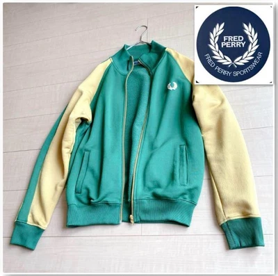 Fred Perry S Track Jacket Jersey verde amarillo excelente estado - Imagen 1 de 3
