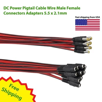 18AWG Pure Copper DC Power Cable 5.5x2.1mm Male Female CCTV LED Router 12V 5A - Image 1 of 4
