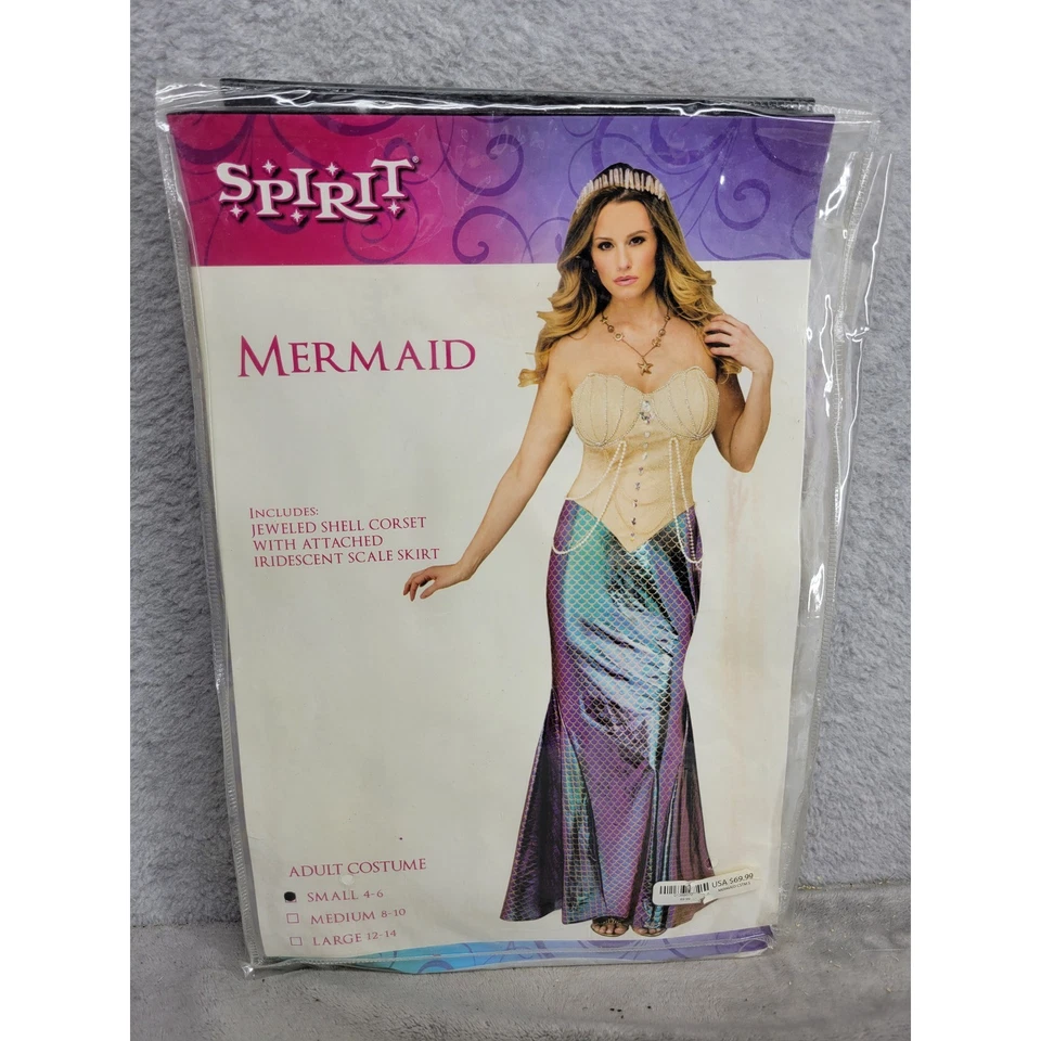 Spirit Halloween Mermaid Costume Shell Corset Iridescent Scale Skirt - Small - Image 1 of 4