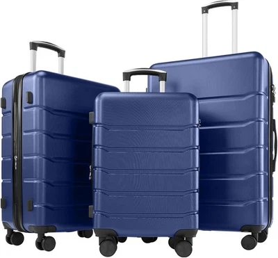 DUMOS Hardside Suitcases with Spinner Wheels, Blue, 20/24/28IN - Image 1 of 4