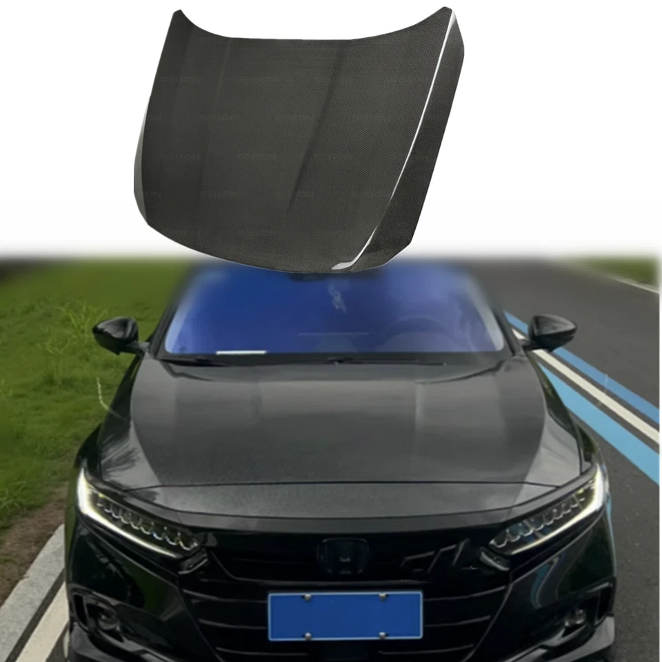 Cubierta del panel del capó del motor de fibra de carbono real para Honda Accord 18-22 4 puertas Foto 1 de 4