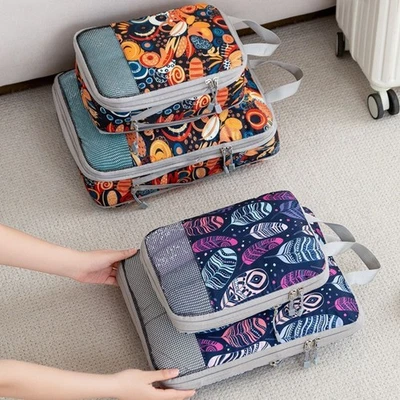 4Pcs Compression Packing Cubes Storage Travel Suitcase Luggage Bags Organizer - Image 1 of 4