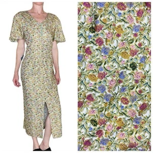 Vintage Coco Bianco Colorful Floral Printed Cottage Midi Dress - Picture 1 of 8