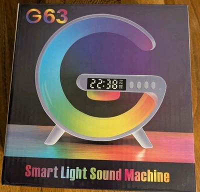 G63 Smart Light Sound Machine Alarm Clock Wireless Charging 3W RGB NEW IN BOX - Image 1 of 4