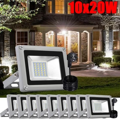 10x LED floodlight 20W outdoor spotlight flood light with plug headlight work spotlight - Image 1 of 4