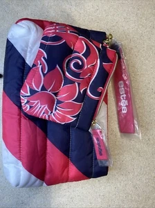 Estee Lauder Puff Bag Set Blue Pink And White Floral - Picture 1 of 6